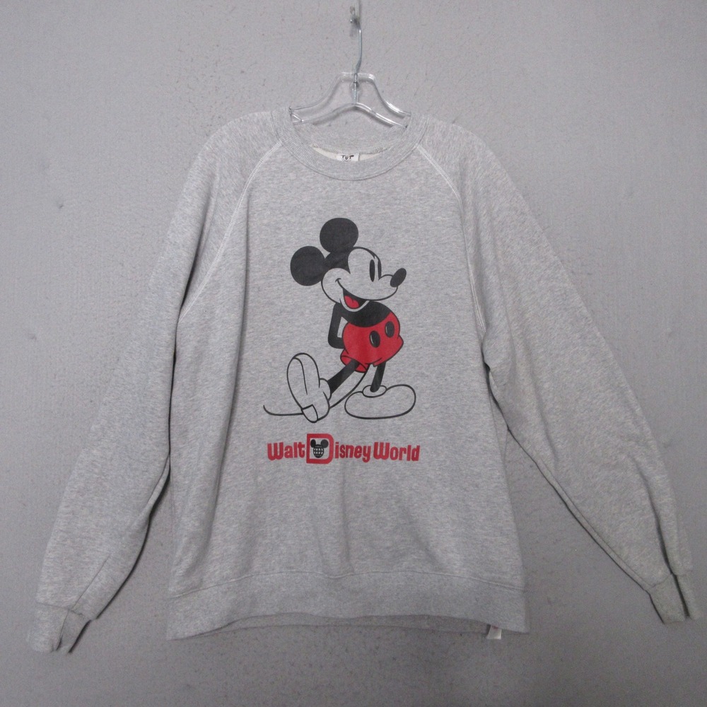 Disney Parks Walt Disney World Mickey Mouse Gray Sweatshirt Cozy Sweater XL